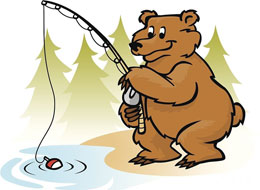 两只熊钓鱼