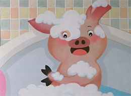 要是让小猪自己洗澡